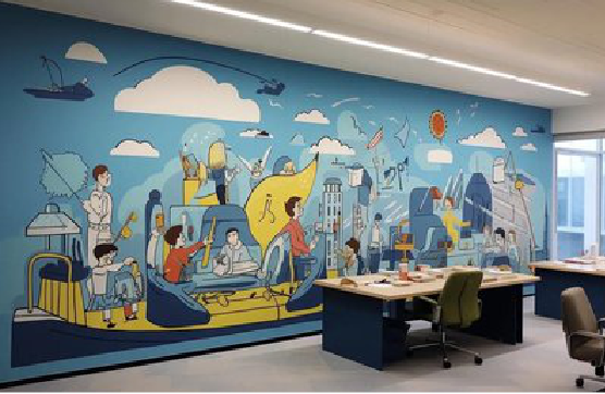 南华办公室墙绘的特点。